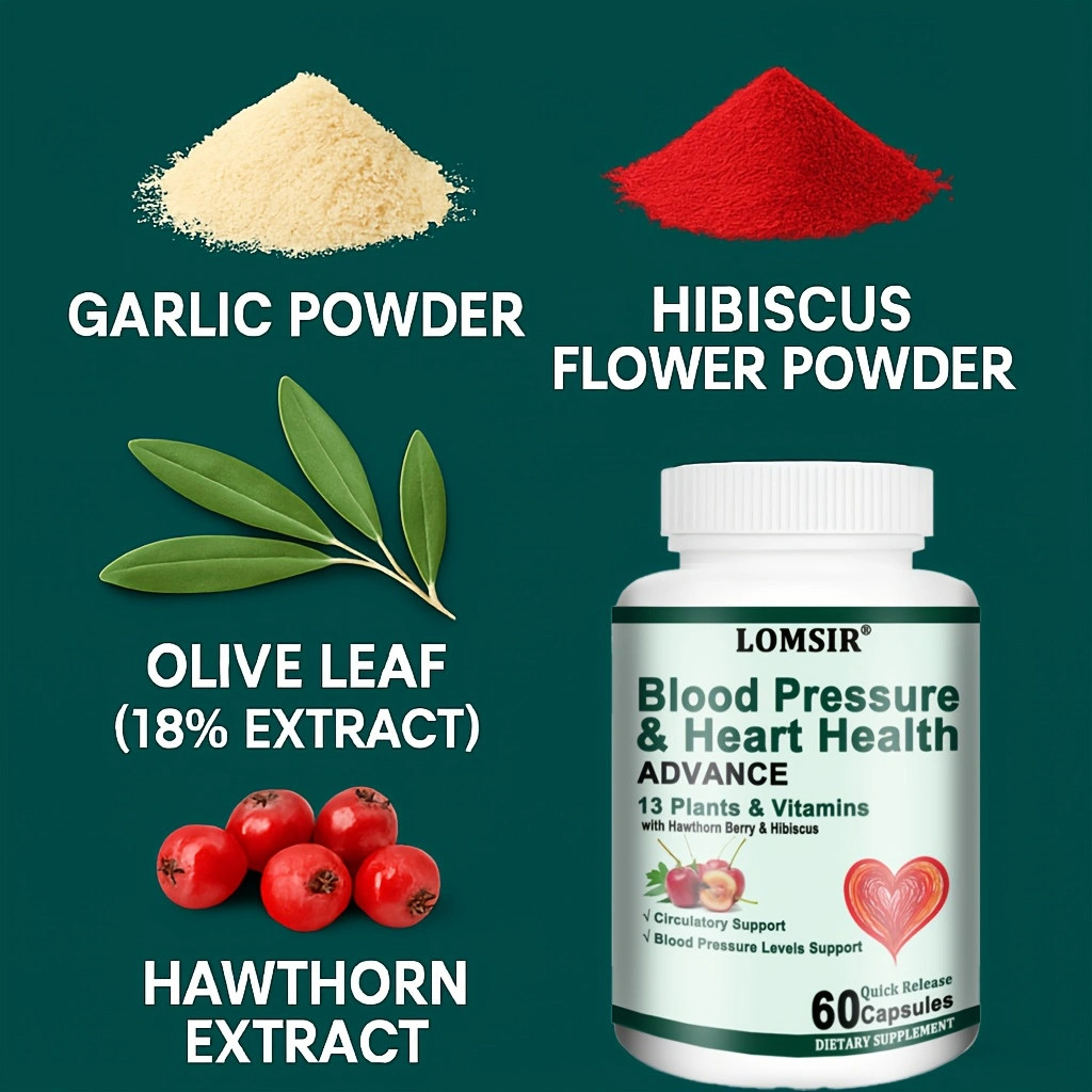 Heart Health Blood Pressure Support Supplement with Hawthorn Berry – 60 Capsules