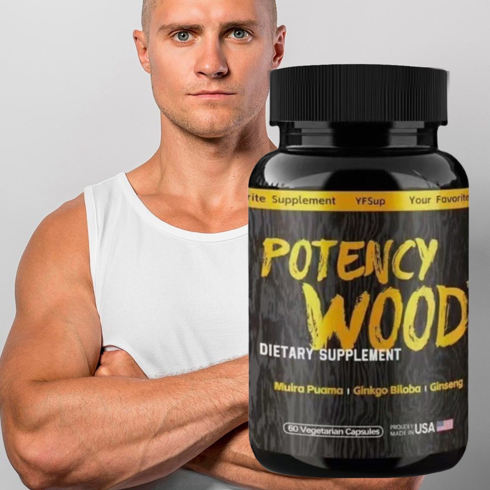 Potency Wood Ginseng Ashwagandha Gingko Tribulus, Herbal Supplements 60 Capsules