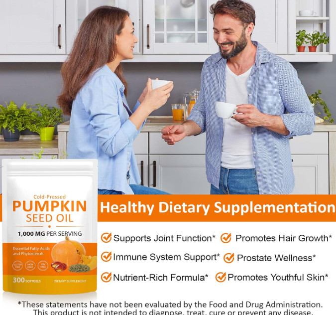 Pumpkin Seed Oil Saw Palmetto 1000mg Softgels Natural Prostate Support Free ship
