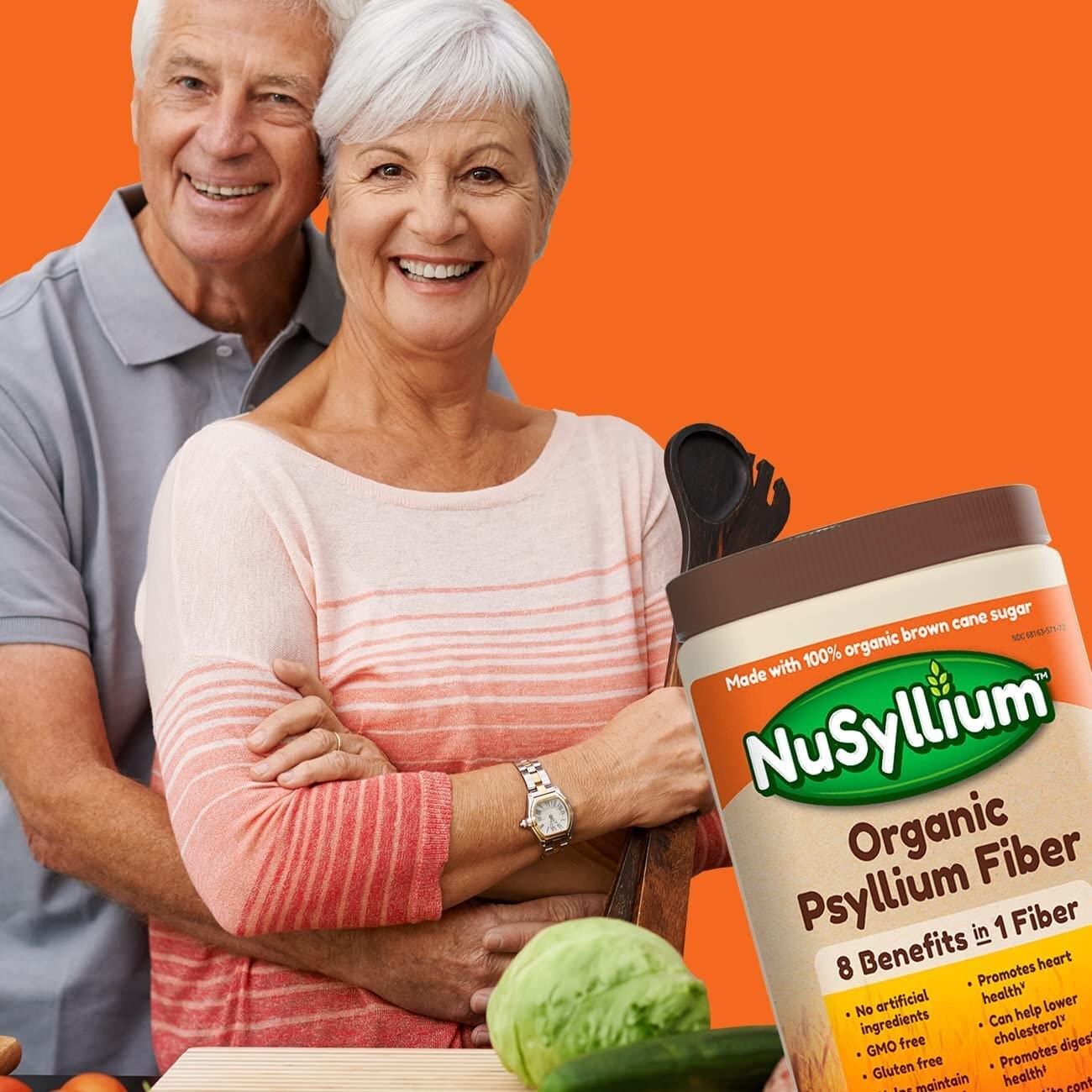 NuSyllium Powder Organic Natural Fiber Natural Orange Flavor 72 Doses 30.5 Ounce