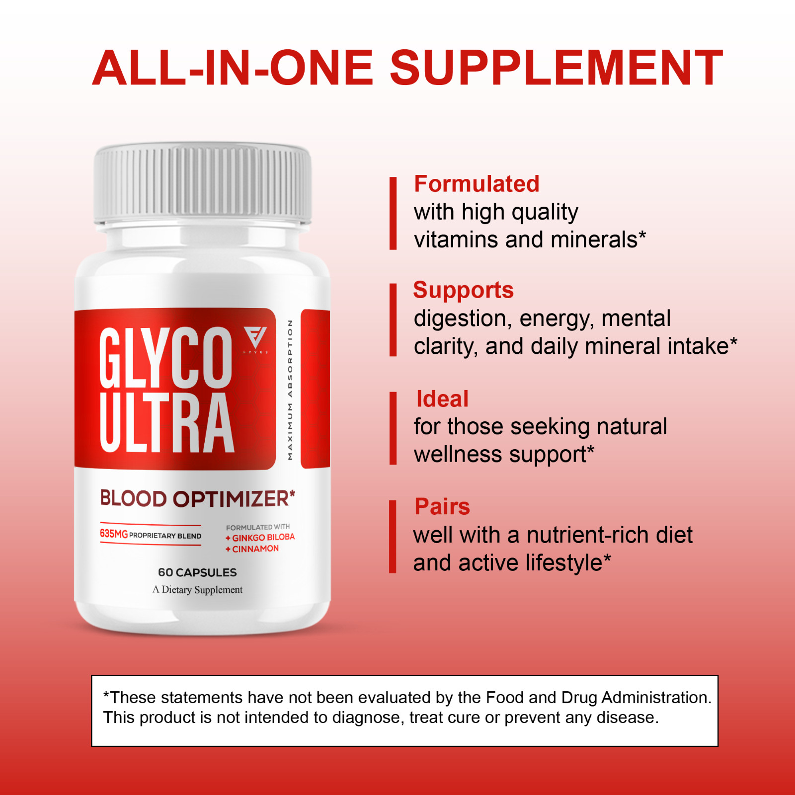 Glyco Ultra Blood Optimizer, Glyco Ultra Max Strength (60 Capsules)