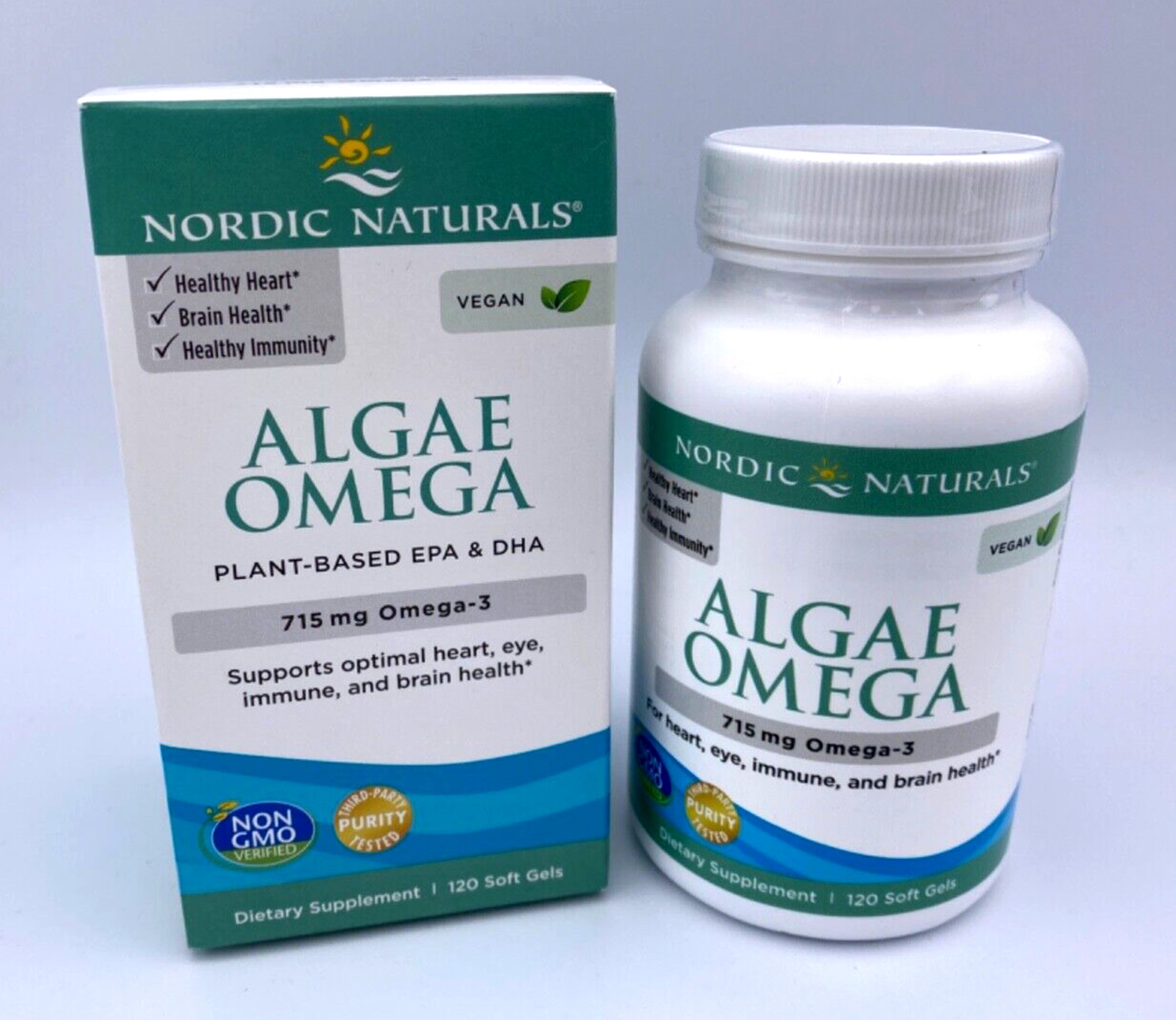 SET OF 3 Nordic Naturals:Algae Omega, 120ct Plant Based:EPA+DHA VEGAN Exp.2026