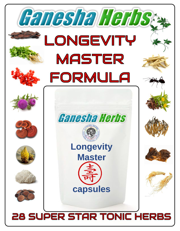 LONGEVITY MASTER ADAPTOGEN FORMULA 24 SUPER TONIC HERBS! 100 CAPSULES!!!