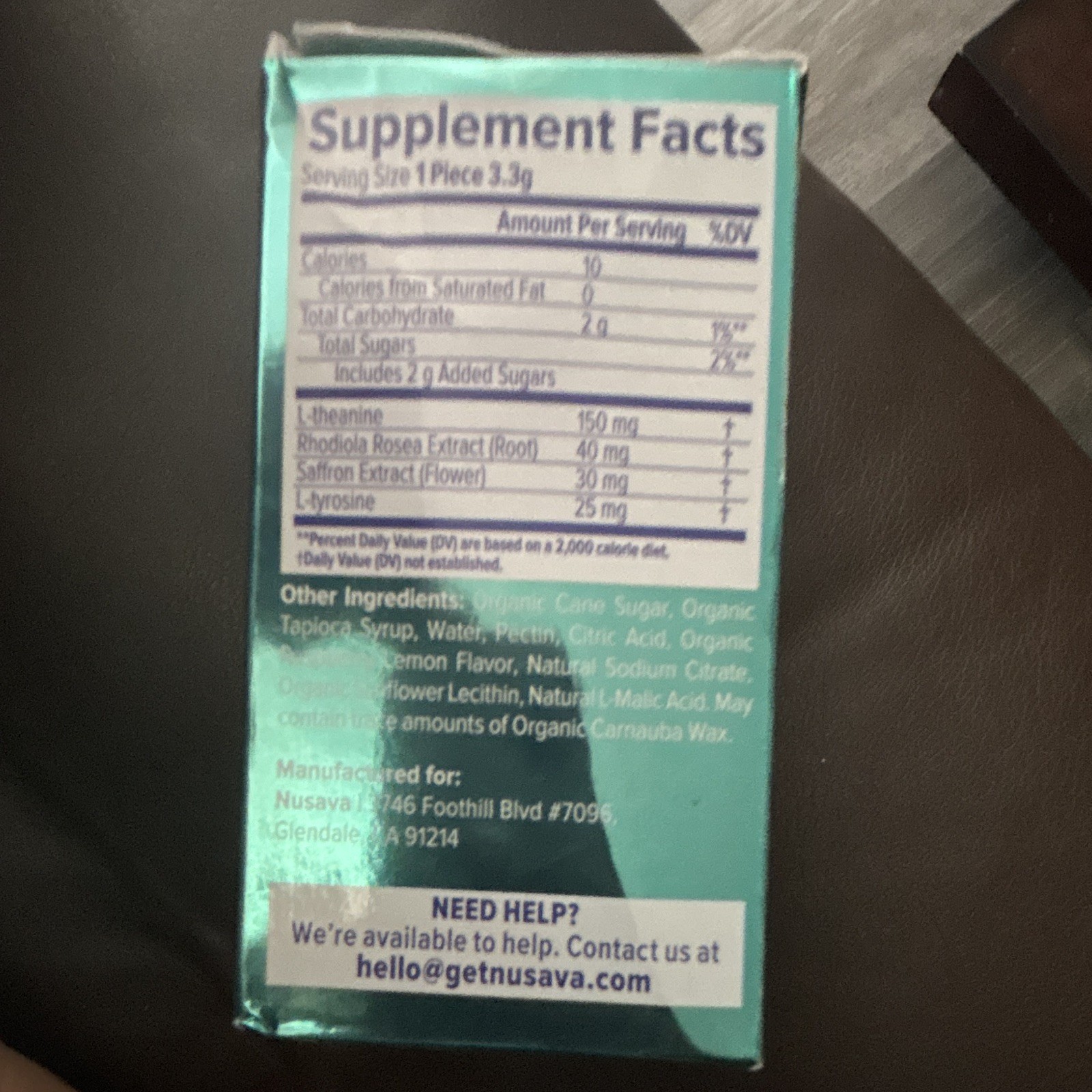 Nusava Saffron + L-Theanine Gummies 150mg 30 Count Vegan Raspberry Lemon