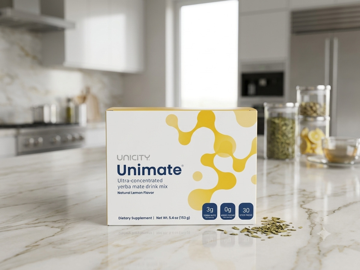 Unicity Unimate Lemon Flavor Stick Packs 30 Count Yerba Mate Energy Focus drink
