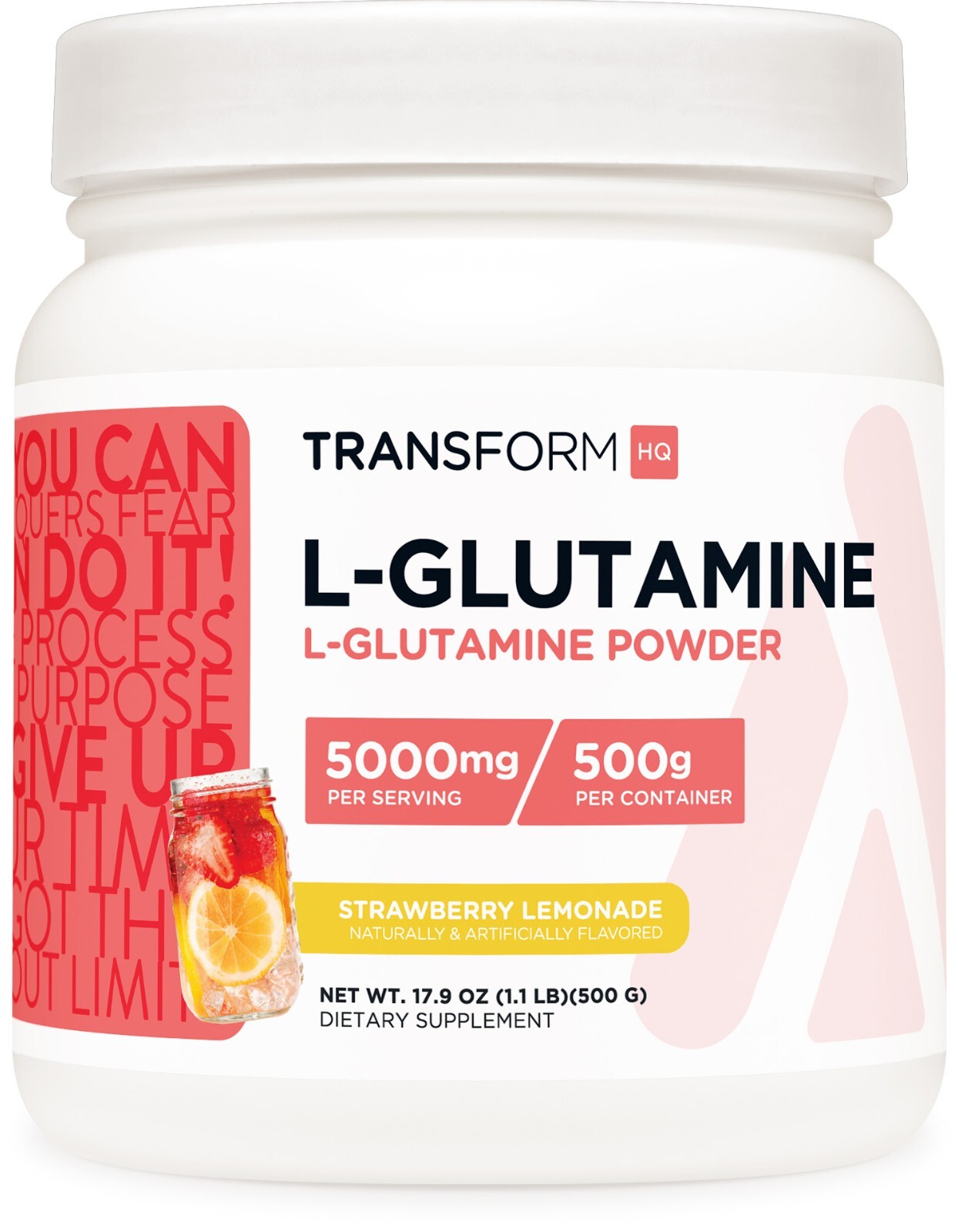 TransformHQ L-Glutamine Powder 500g (Strawberry Lemonade) – Gluten Free, Non-GMO