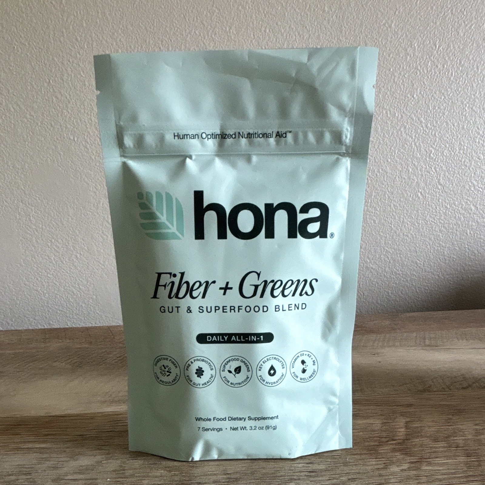 hona Fiber + Greens Gut & Superfood Blend Powder 3.2 oz (91 g) 7 Servings