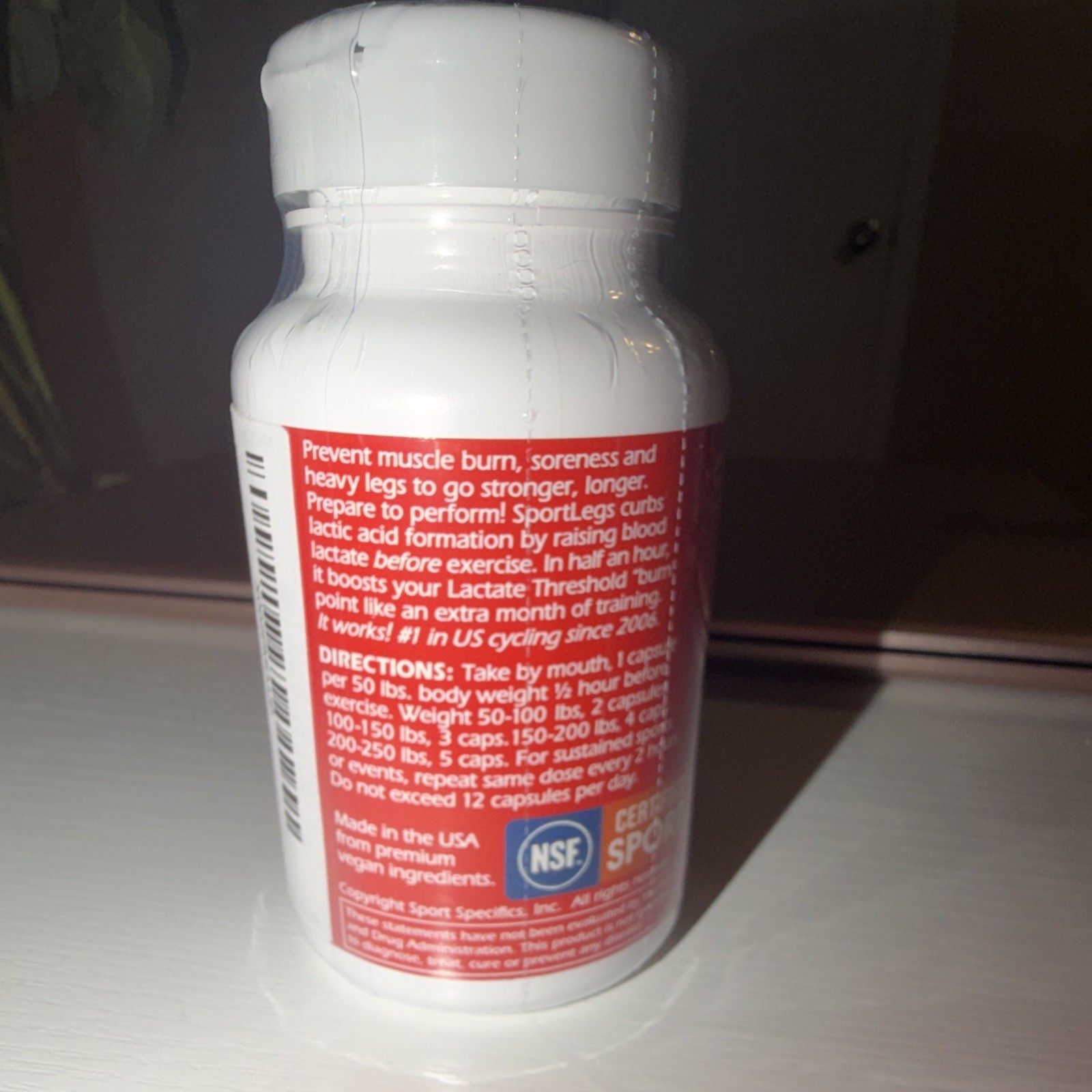 SportLegs Fast Fitness Boost Pre-Workout Capsules NSF Sport Vegan 120 Exp 03/29