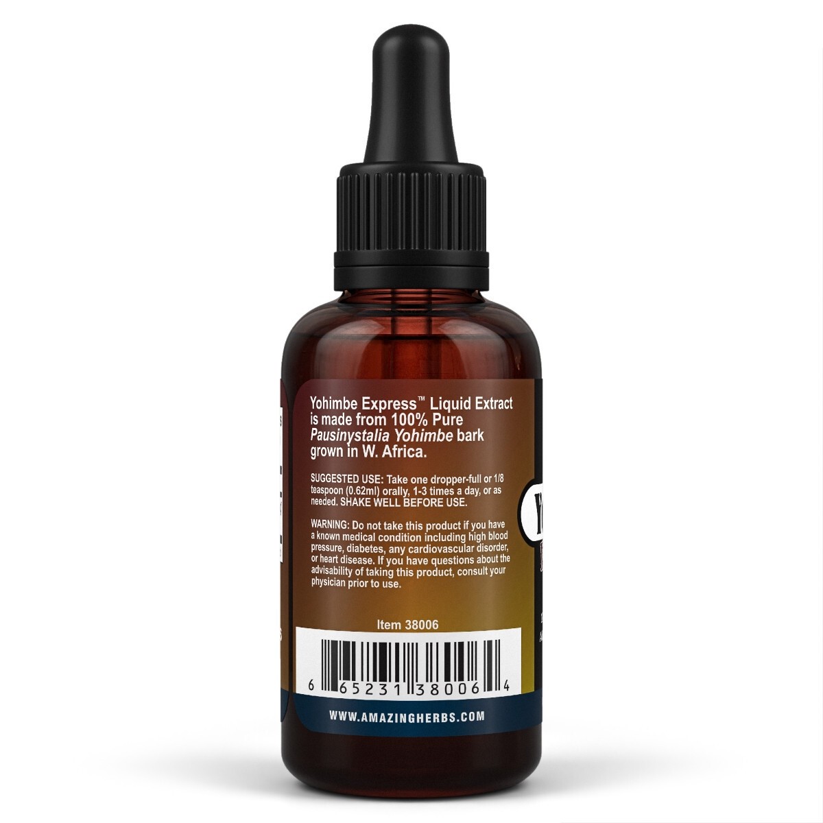 Amazing Herbs Yohimbe Express Liquid Extract Supplement 1.0 fluid ounce