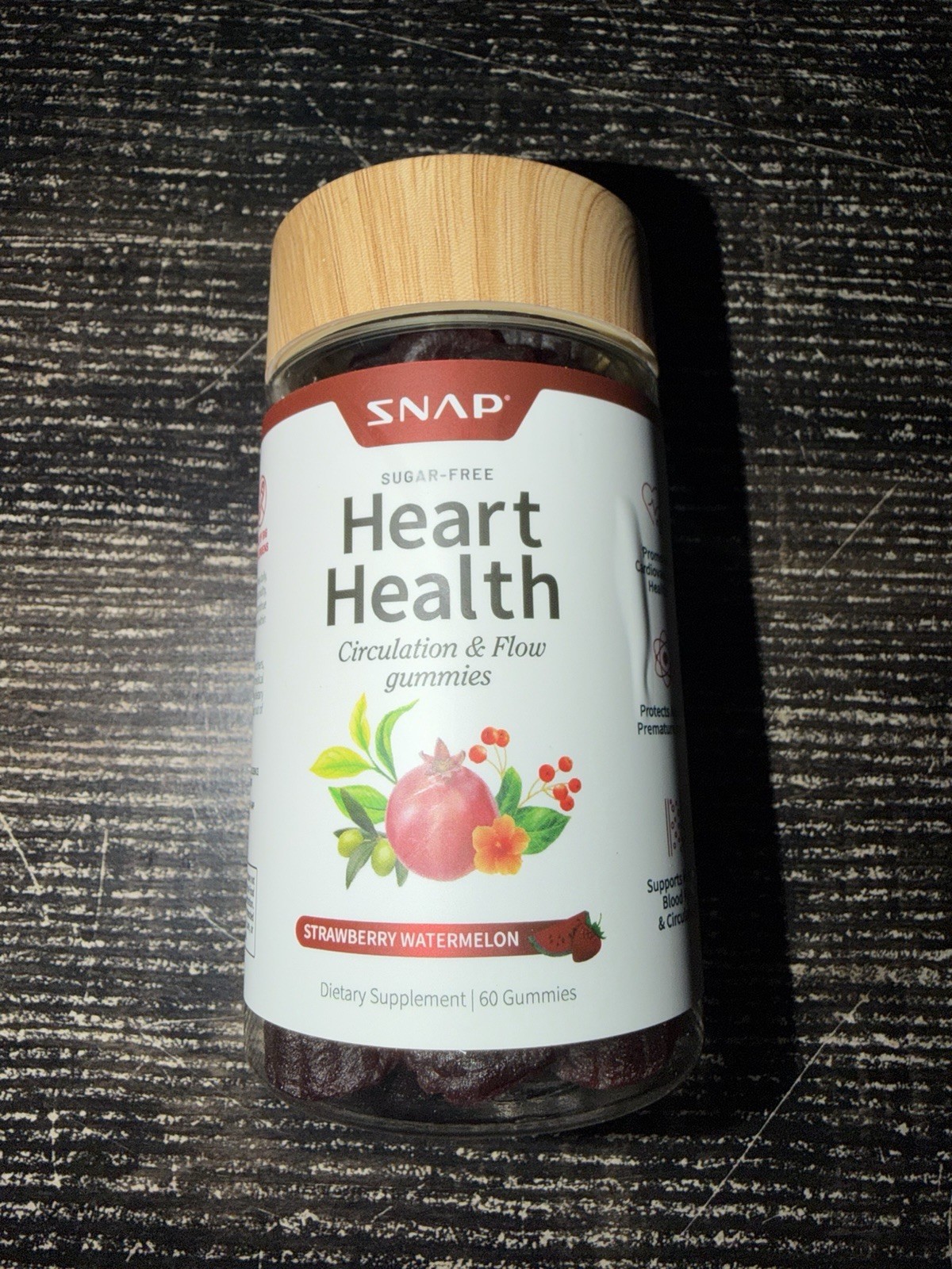Sugar-Free Heart Health Gummies By Snap Strawberry Watermelon Flavor 1 Pack