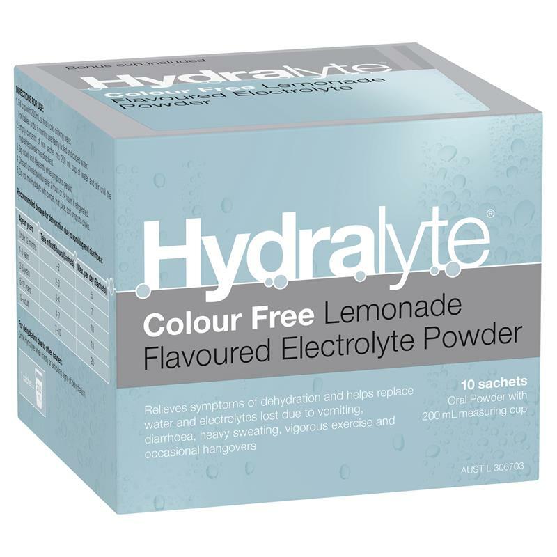Hydralyte Colour Free Lemonade Flavoured Electrolyte Powder 4.9g x 10 Sachets