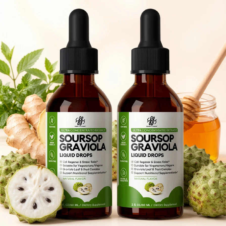 5 Bottles Soursop Graviola Liquid Drops for Immune System & Gut Health