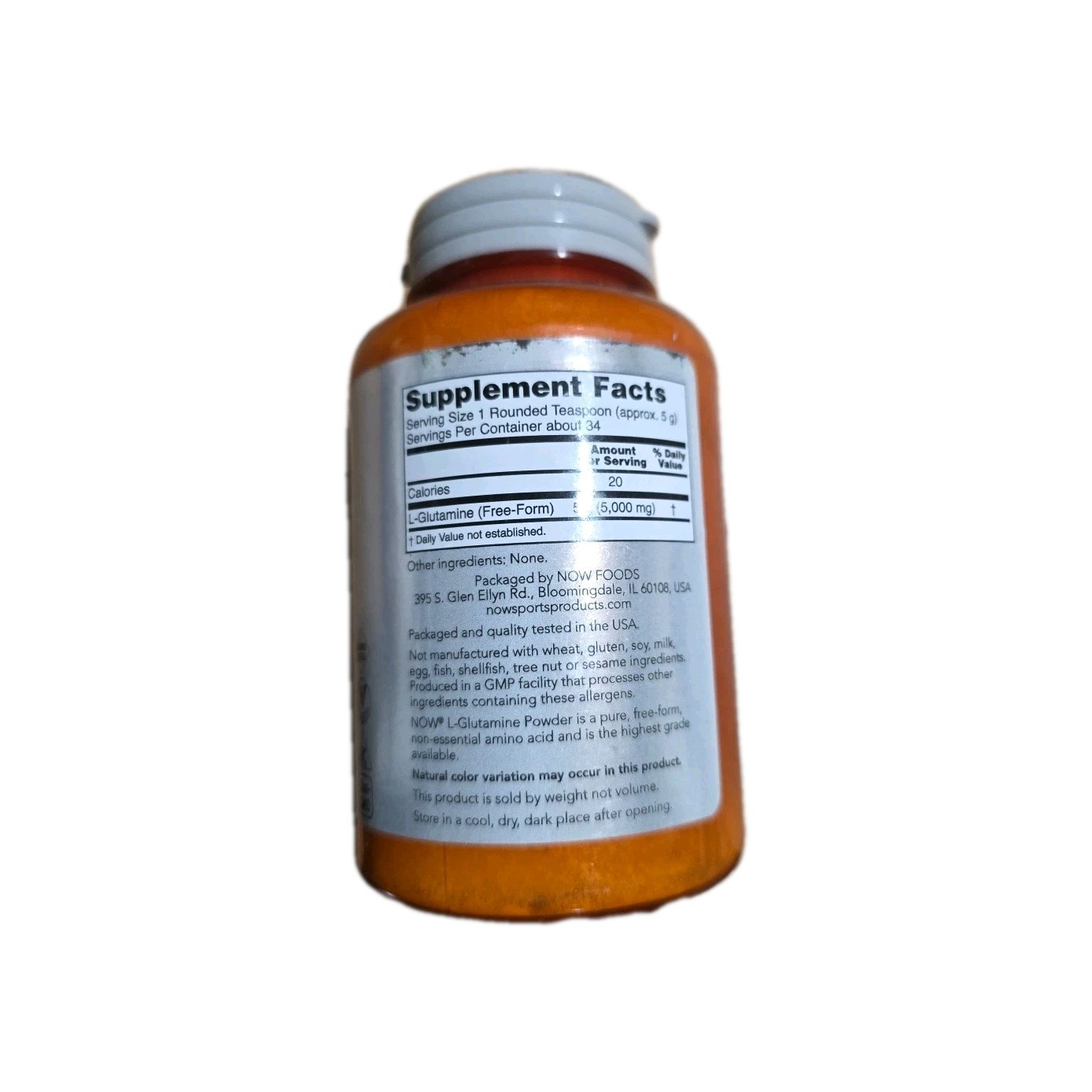 NOW FOODS L-Glutamine Powder 6 oz EXP: 03/2030