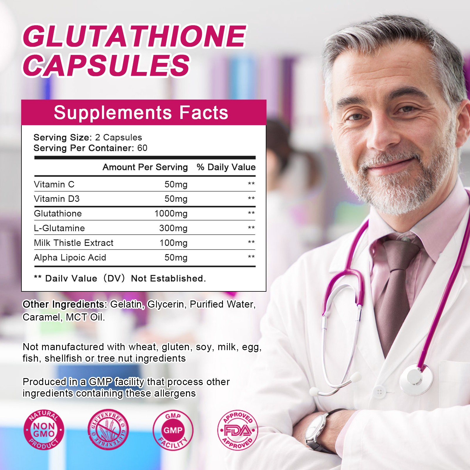 Glutathione Collagen Vitamin C Capsules Antioxidant Anti‑aging Skin Brightening