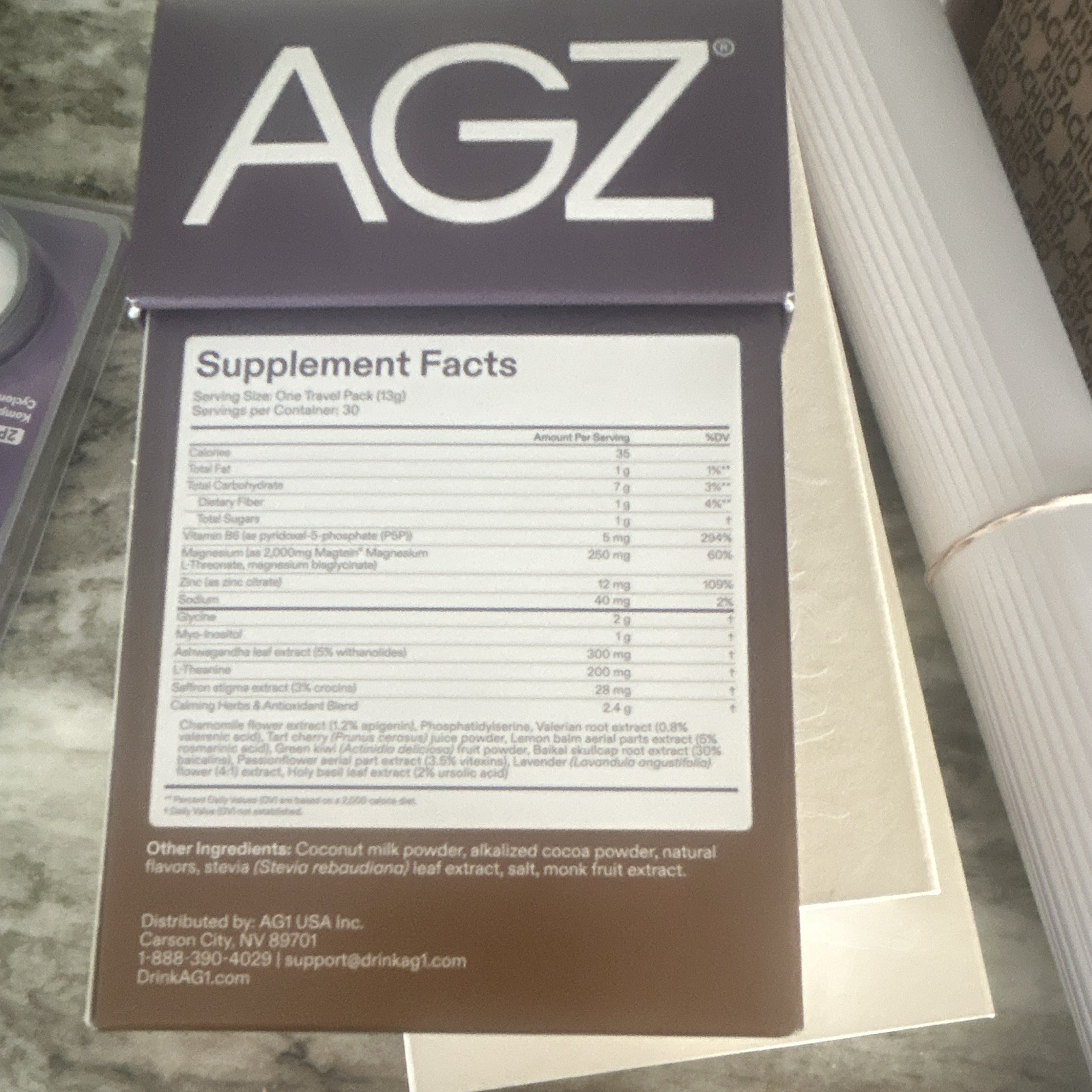 AGZ Nightly Rest & Restore Sleep Support Drink Mix 30ct Chocolate 13.8oz