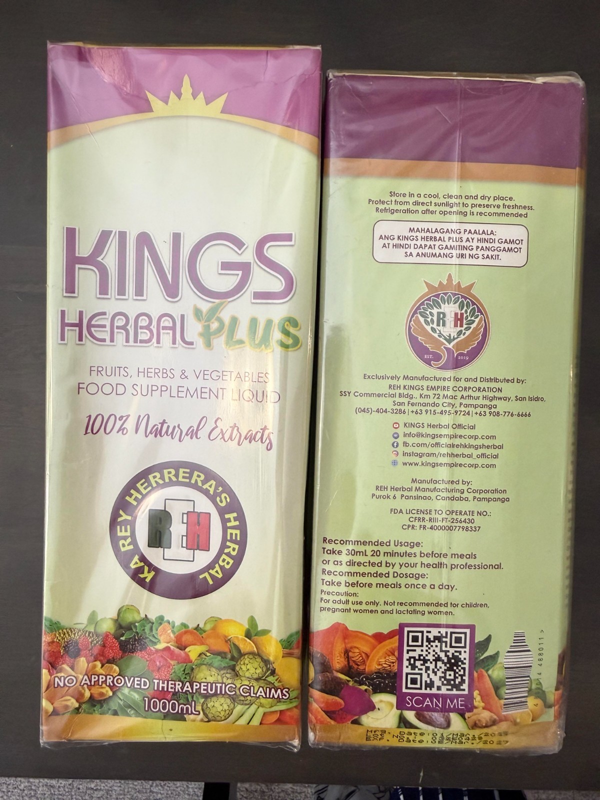 KINGS HERBAL PLUS Supplement Fruits Herbs & Vegetables Juice1000ml (LOT OF 2)