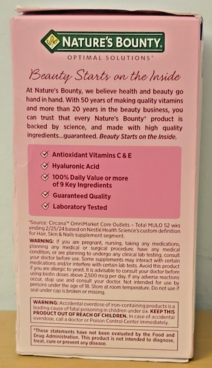 Hair Skin Nails Softgels 5000 mcg 150 Nature’s Bounty Extra Strength