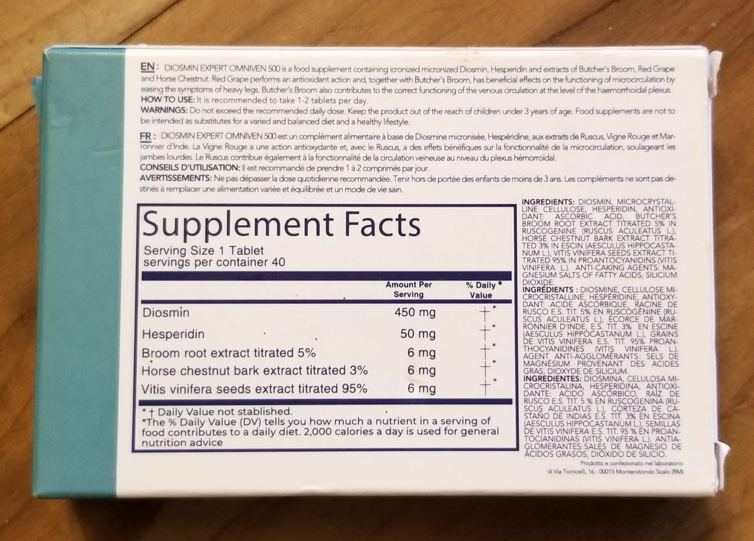 DuLac Pharma Diosmin Expert Omniven 500 Tablets 40 Blood EXP. 01/2027
