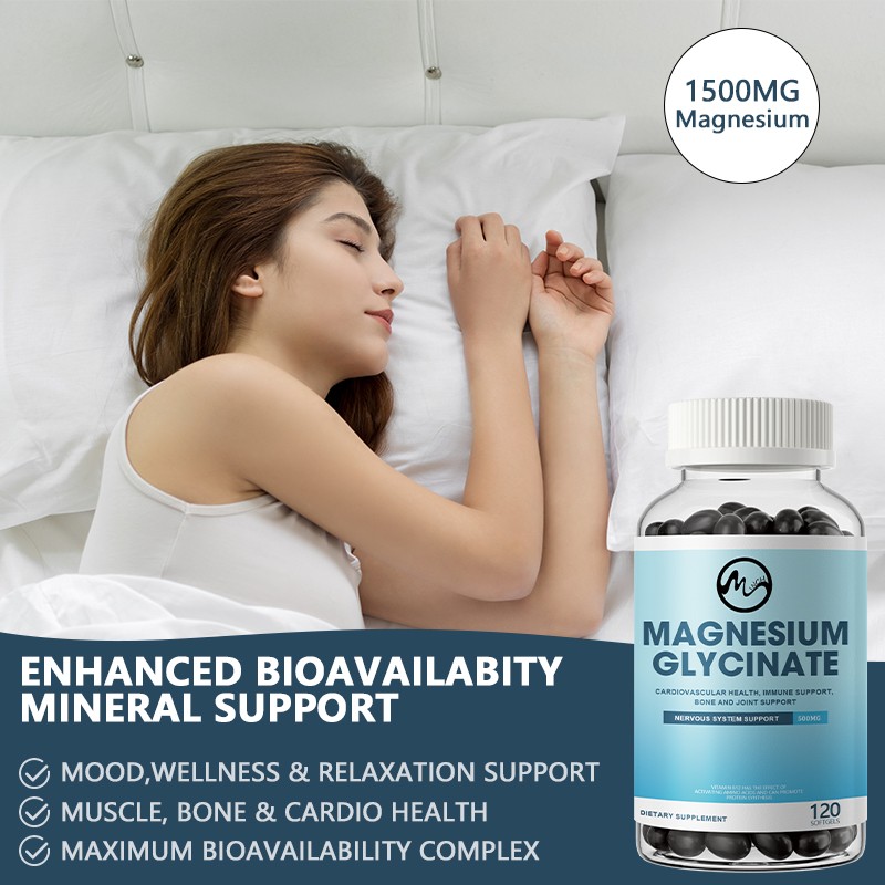 Magnesium Glycinate 500mg 120-600 Capsules for Calm, Stress, Sleep, Leg Cramp,