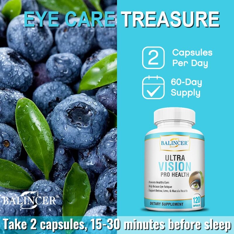Vision Health Supplement Reduce Eye Fatigue 120 Capsules Retina Lens Health