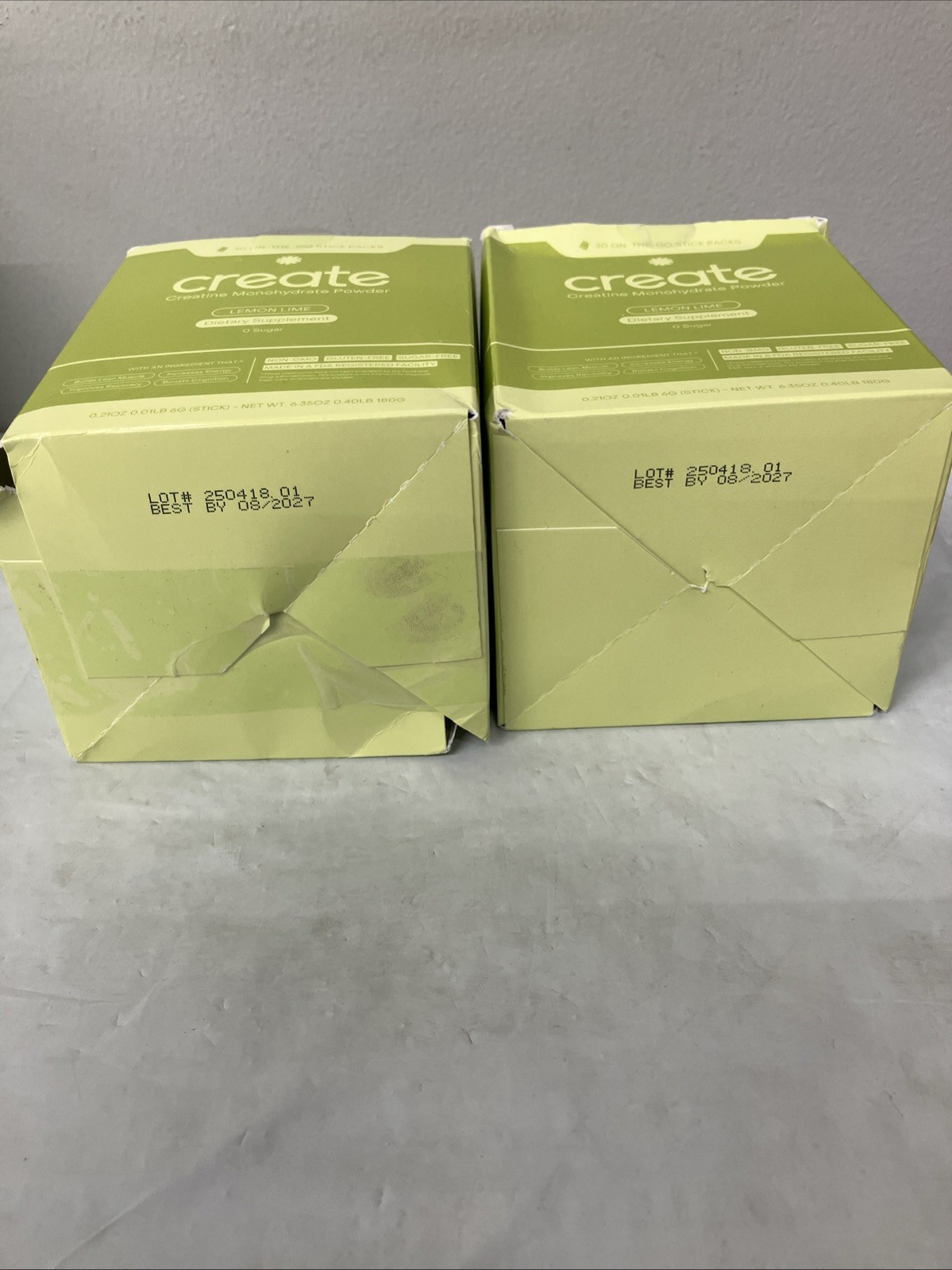 2 Pack Create Creatine Monohydrate On-The-Go Sticks Lemon Lime 60 Ct. Exp 08/27