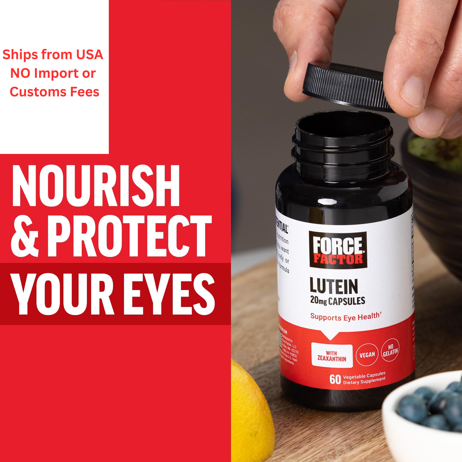 Force Factor Lutein and Zeaxanthin Supplements, 60 Count (Pack of 1),