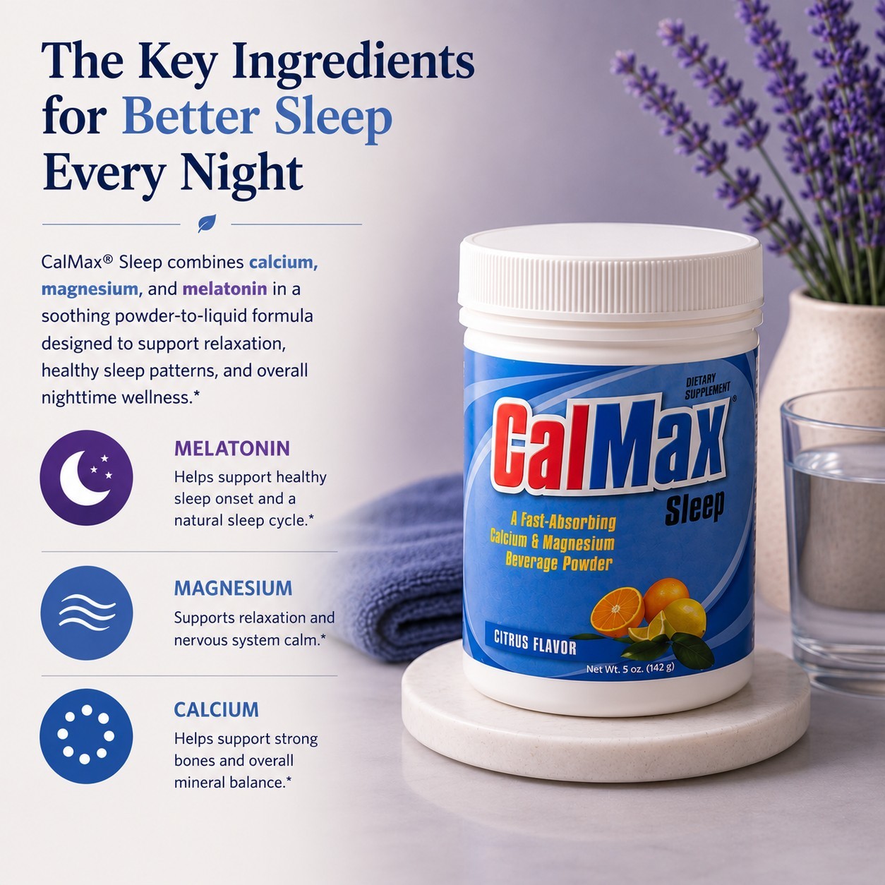 Dr. Newton’s Naturals CalMax Sleep Calcium Magnesium Vitamin C Melatonin Mix