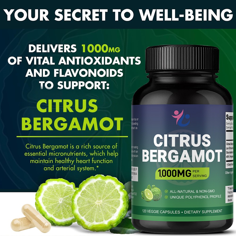 Citrus Bergamot 1000mg 30~120Cap-For Heart Health,Balanced Cholesterol&Vitality