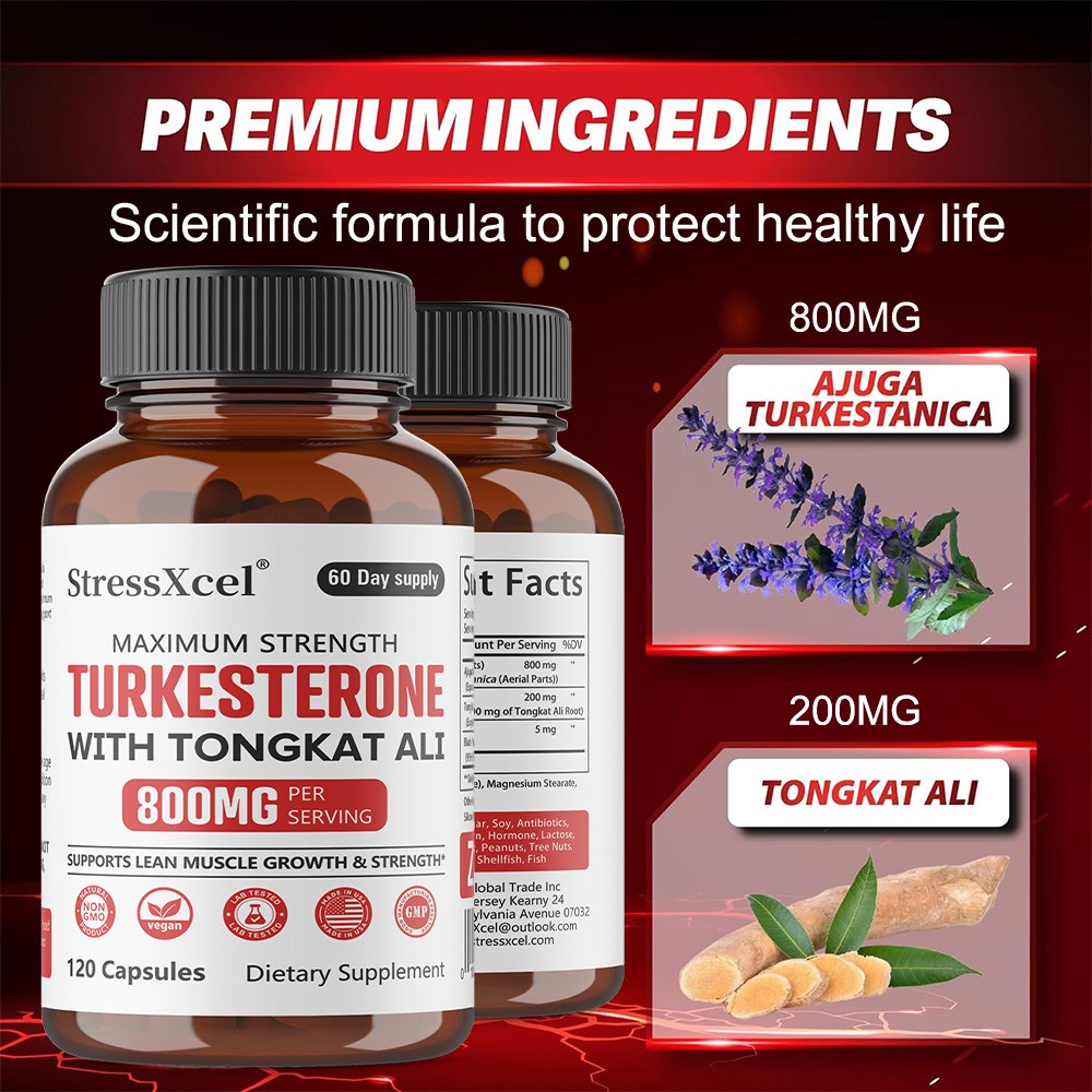 StressXcel Turkesterone Dietary Supplement 800mg, 30/60/120 Caps Muscle Health