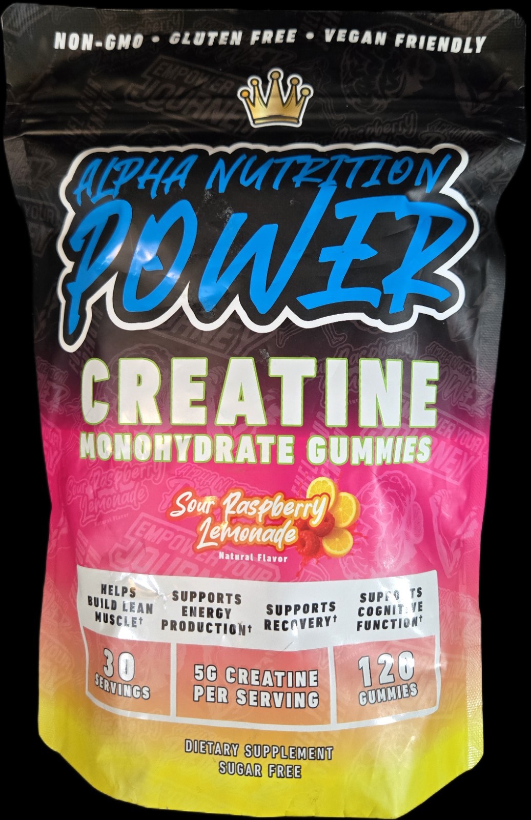 Alpha Nutrition Power Creatine Monohydrate Gummies Sour Raspberry Lemonade