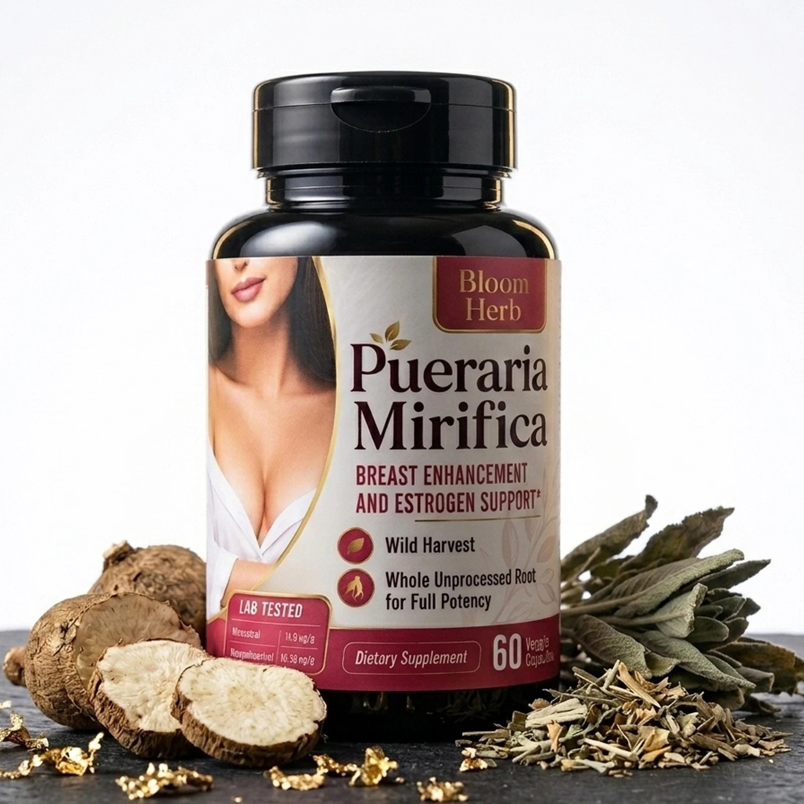 Natural Breast Enahncement and Estrogen Support Herbal Supplement – 60 Capsules