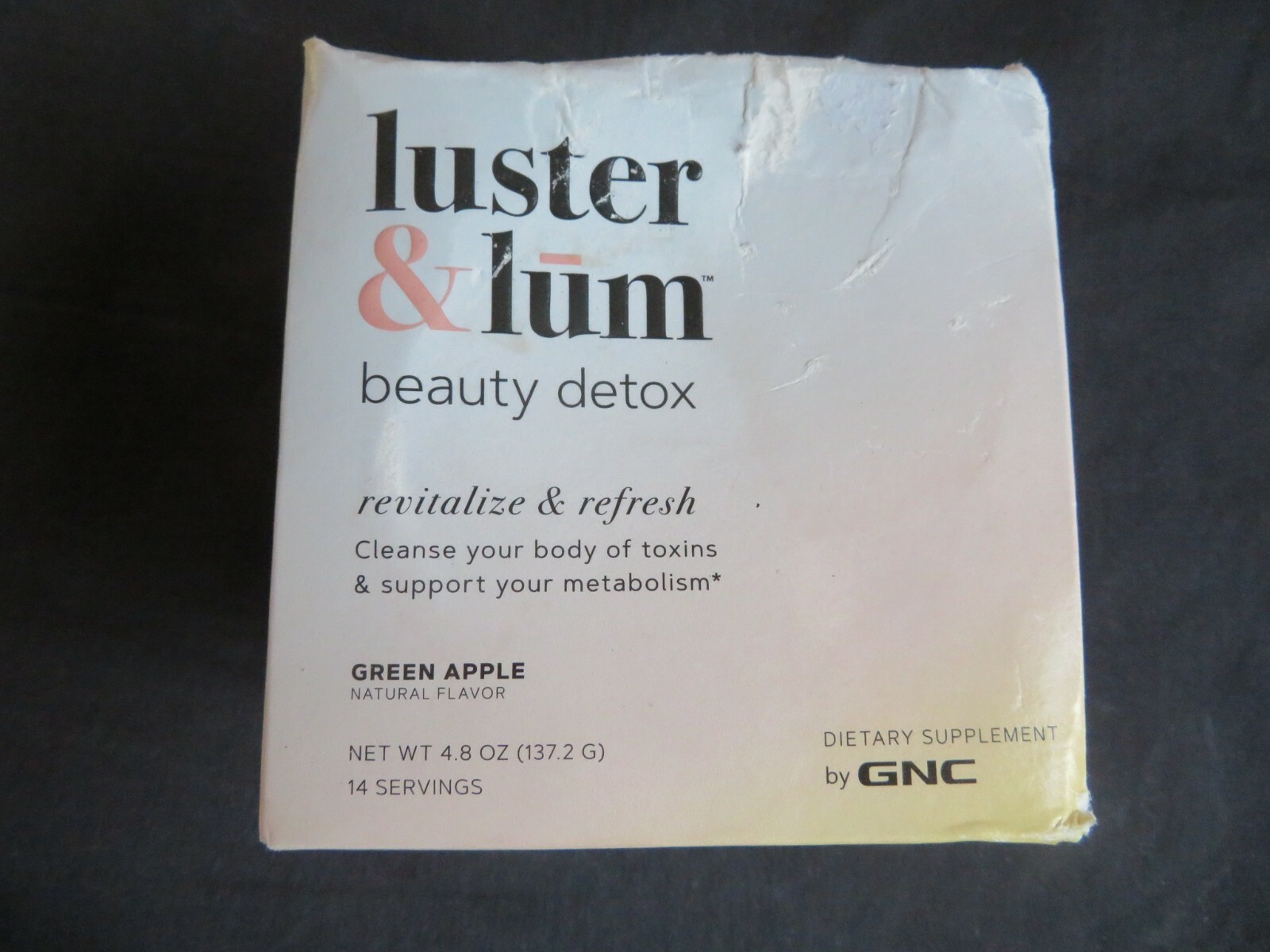 GNC Luster & Lum Beauty Detox Revitalize & Refresh Green Apple Flavor 4.8 Oz *N