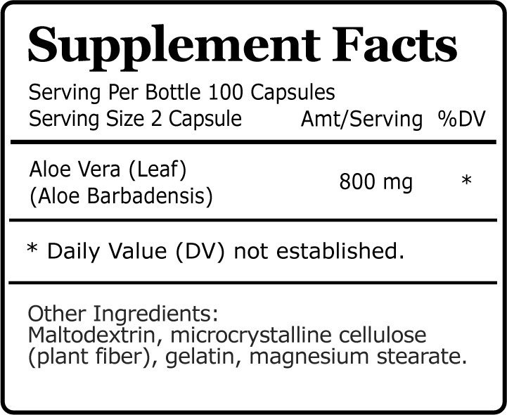 Aloe Vera Extract Capsules, Detox Cleaning & Digestive Support , wrinkles Care