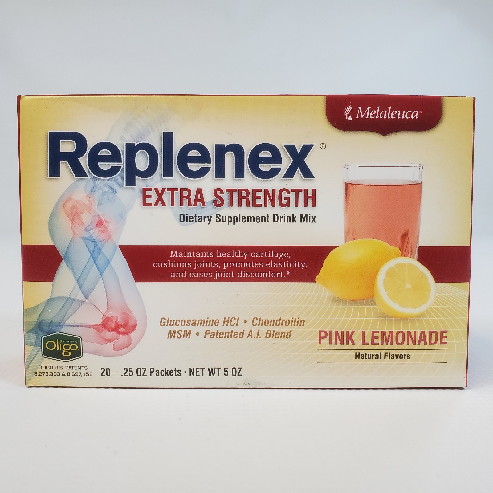 Melaleuca Replenex Extra Strength Joint Health Drink Mix Pink Lemonade 20 Pack