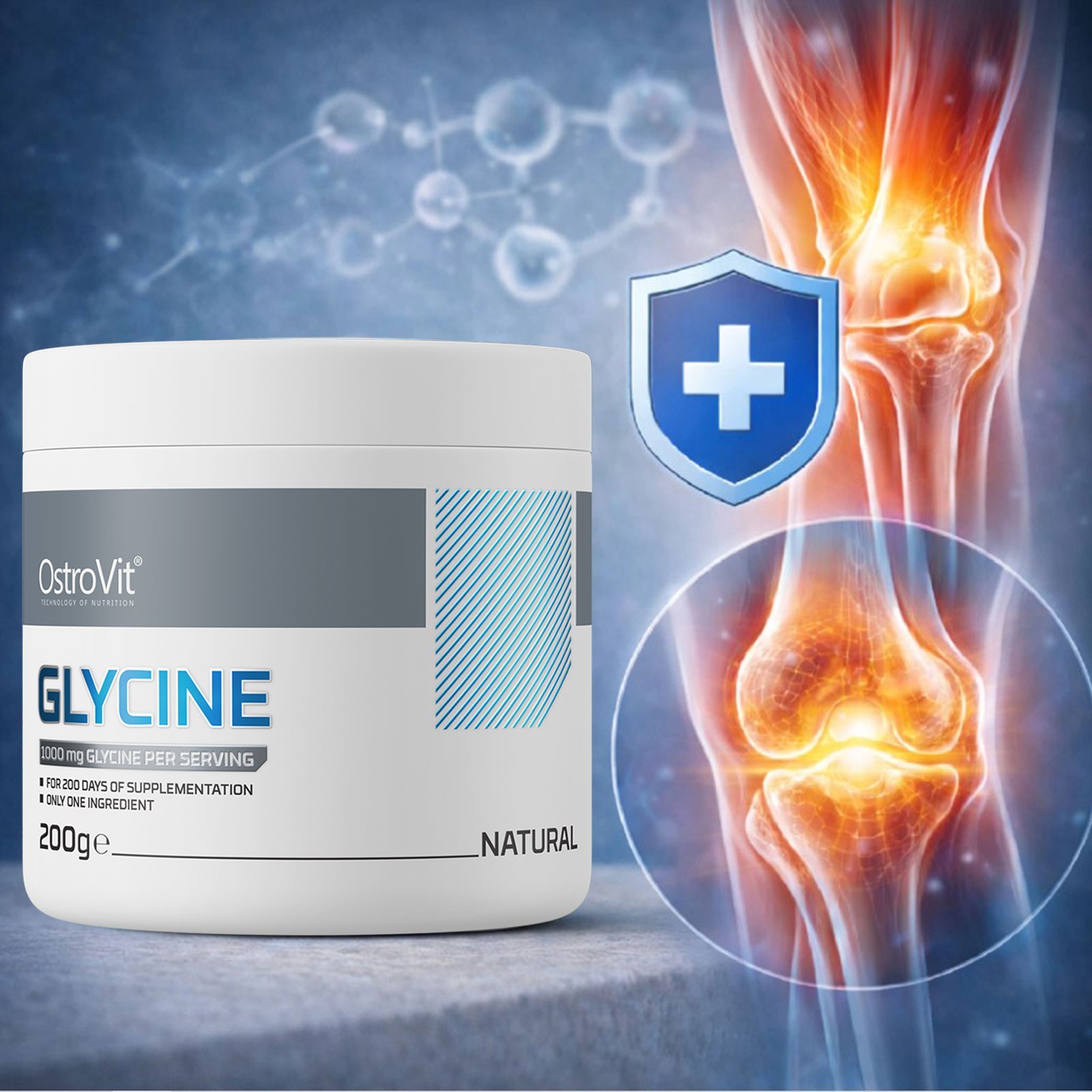 OSTROVIT GLYCINE 200g PURE POWDER DAILY AMINO ACID SUPPORT FOR RECOVERY & SLEEP