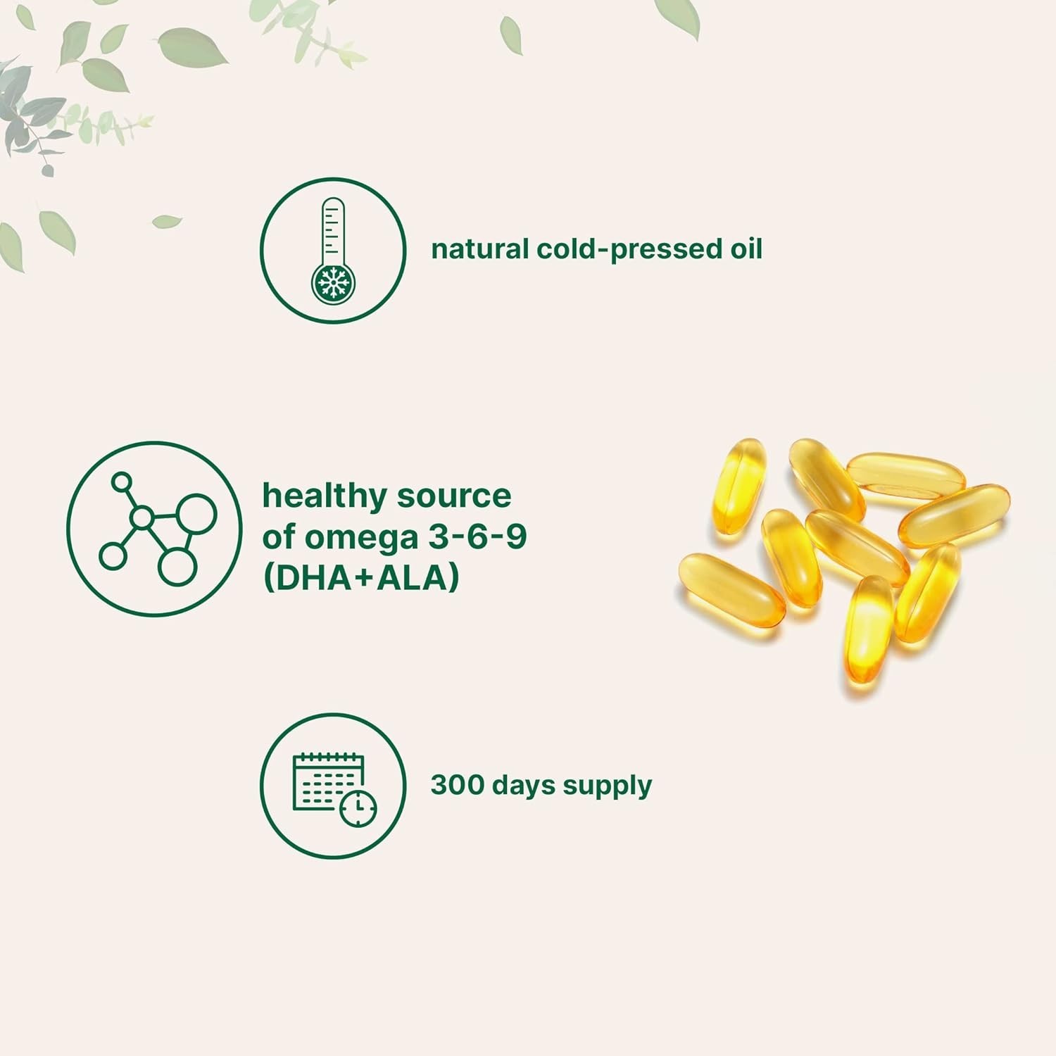 Flaxseed Oil 1,400mg, 300 Liquid Softgels | Flaxseed Oil Supplement with Omega 3