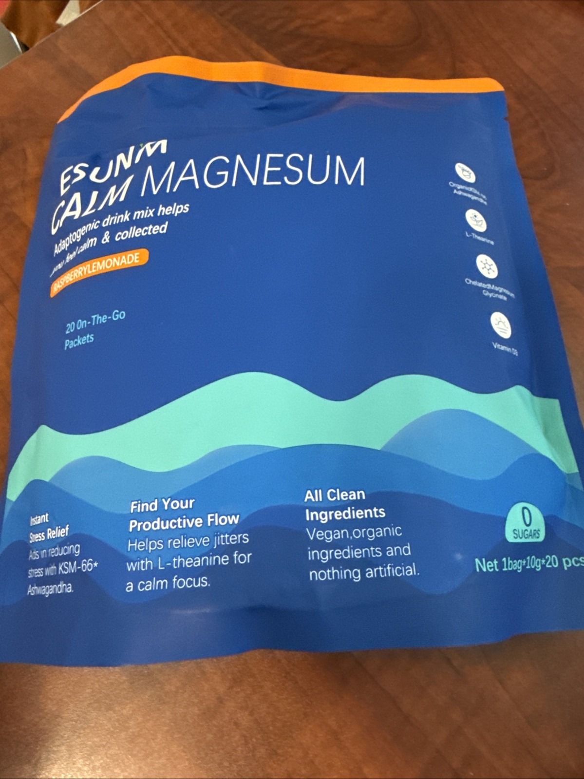 New ESUNM Calm Magnesium Raspberry Lemonade Drink Mix Stress Relief 20 Packets