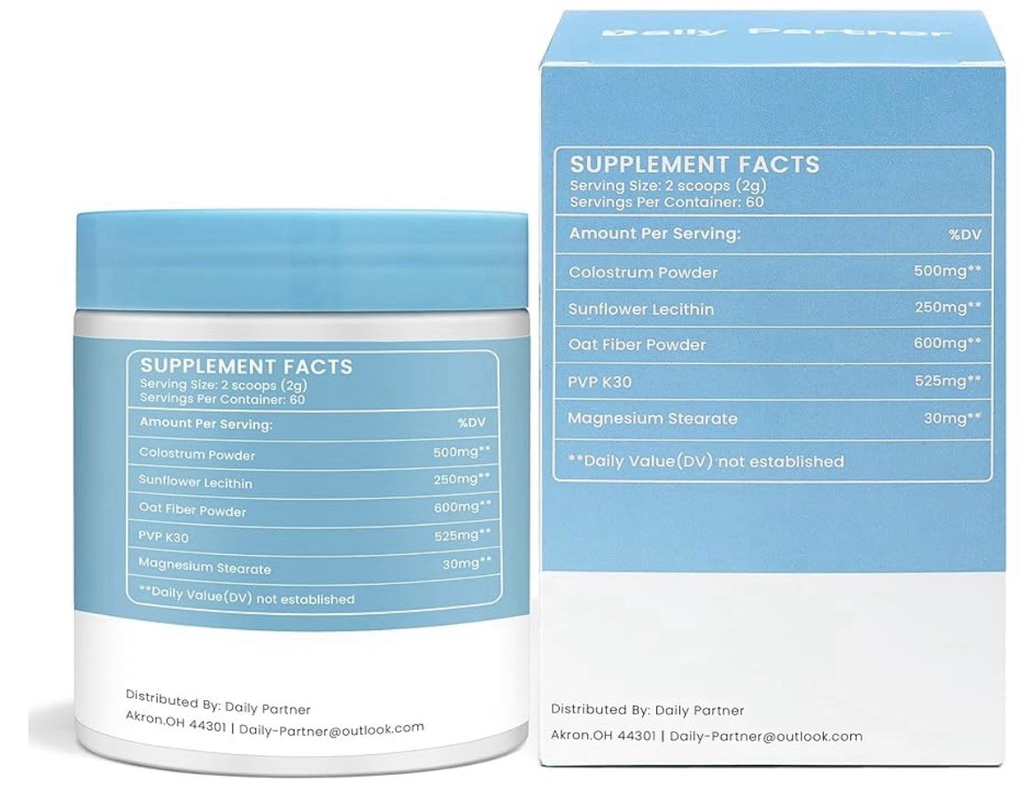 Daily Partner High Content Colostrum Powder X2, 60 Servings Each, 09/2026