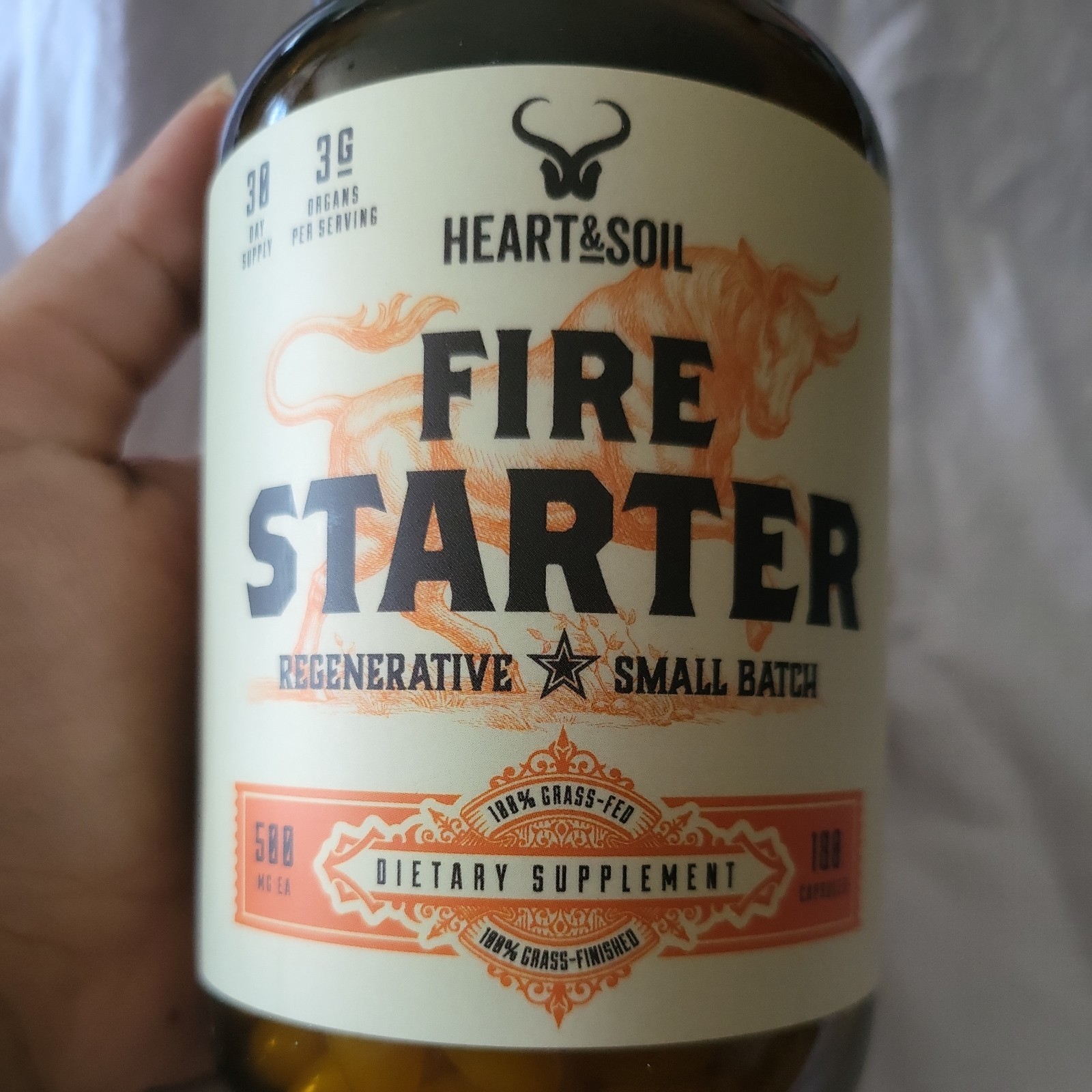 Heart & Soil Fire Starter High Stearic Acid 500mg 180 Capsules Exp. 1/27