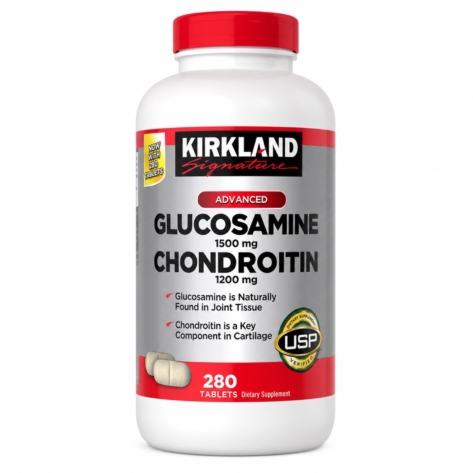 Kirkland Signature Glucosamine Chondroitin 280 Tablets Joint Support