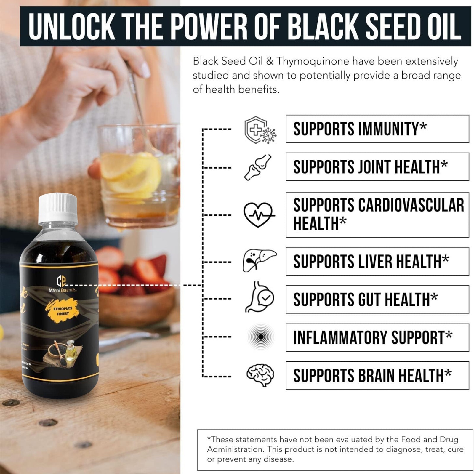 Pure Organic Ethiopian Black Seed Oil Cold Pressed Edible All Natural 2.8% Thymo