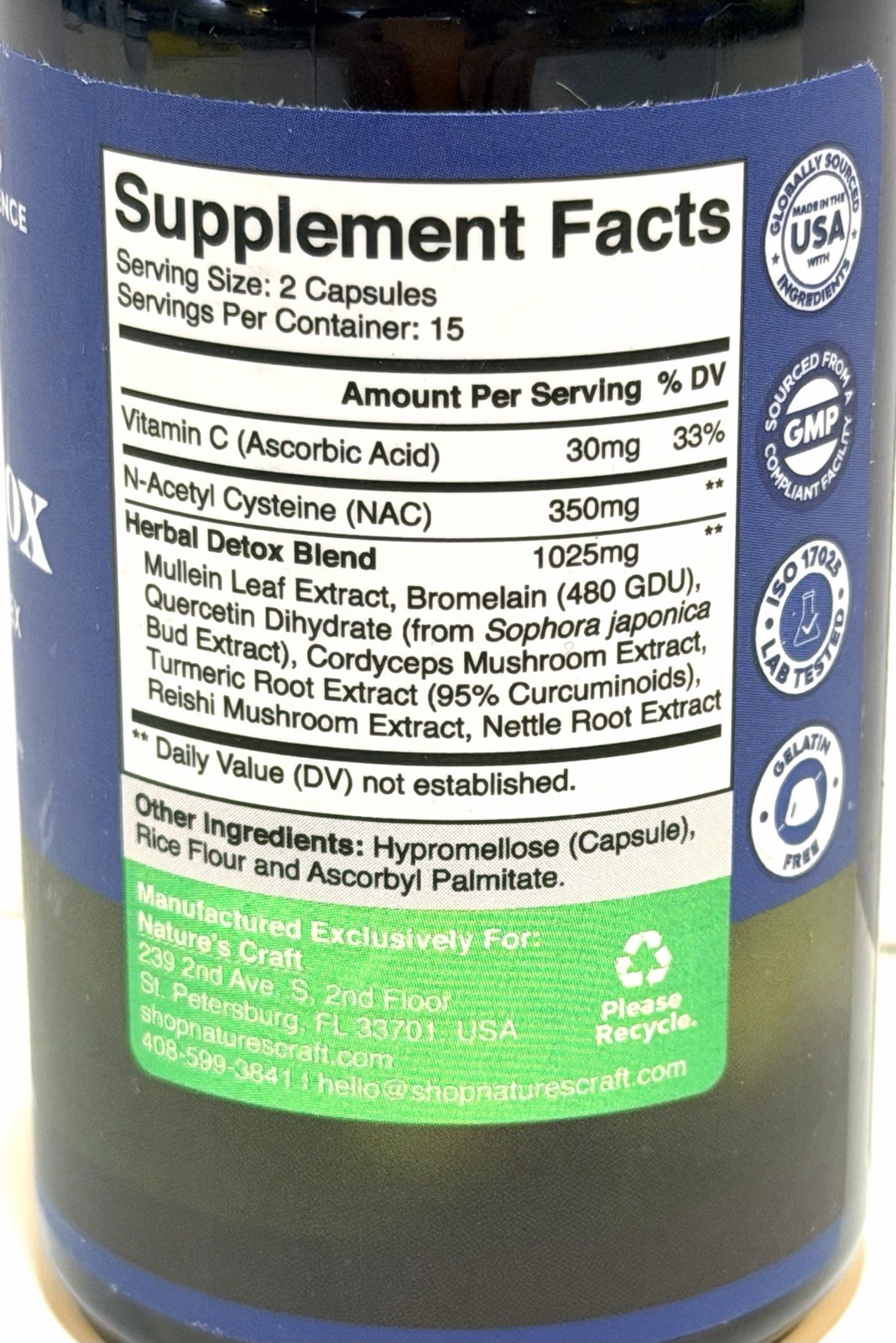 Lung Detox Mullein Leaf Capsules With NAC Quercetin & Cordyceps Extracts 30ct