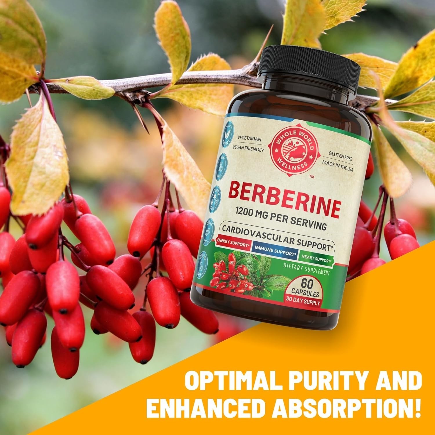 1200mg Berberine Herbal Health Capsules (60 Caps) exp:11/28