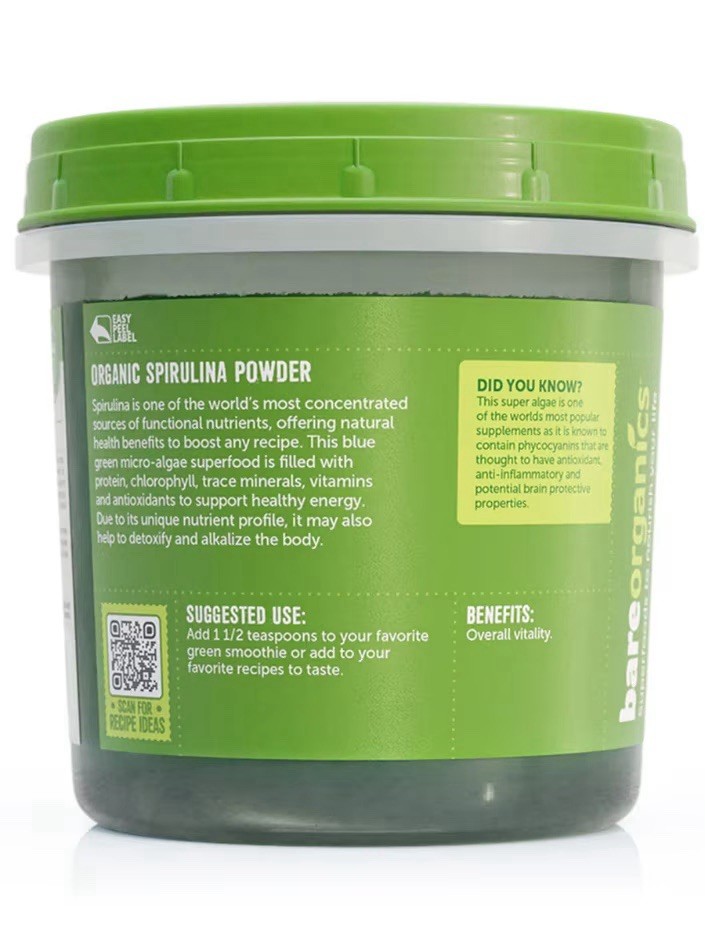 bareorganics Organic Spirulina Powder 8 oz.