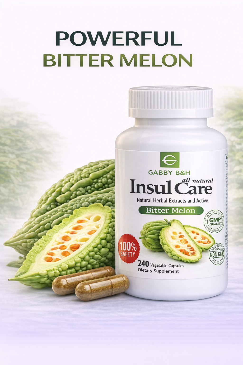 Insul Care Bitter Melon 500mg 240 Capsules Blood Sugar Support 10X Concentrated