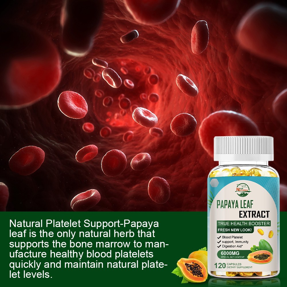 Papaya Leaf Extract 120 capsules Blood Platelet support Immunity Digestion Aid
