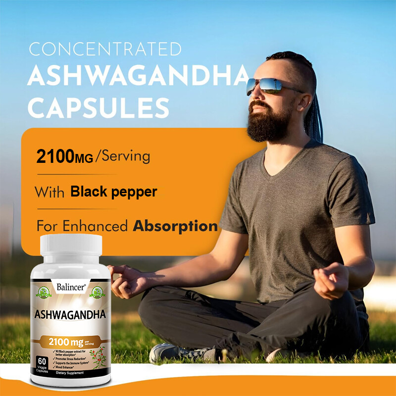 Organic Ashwagandha 2100 Mg – 60 Veggie Capsules pure Organic