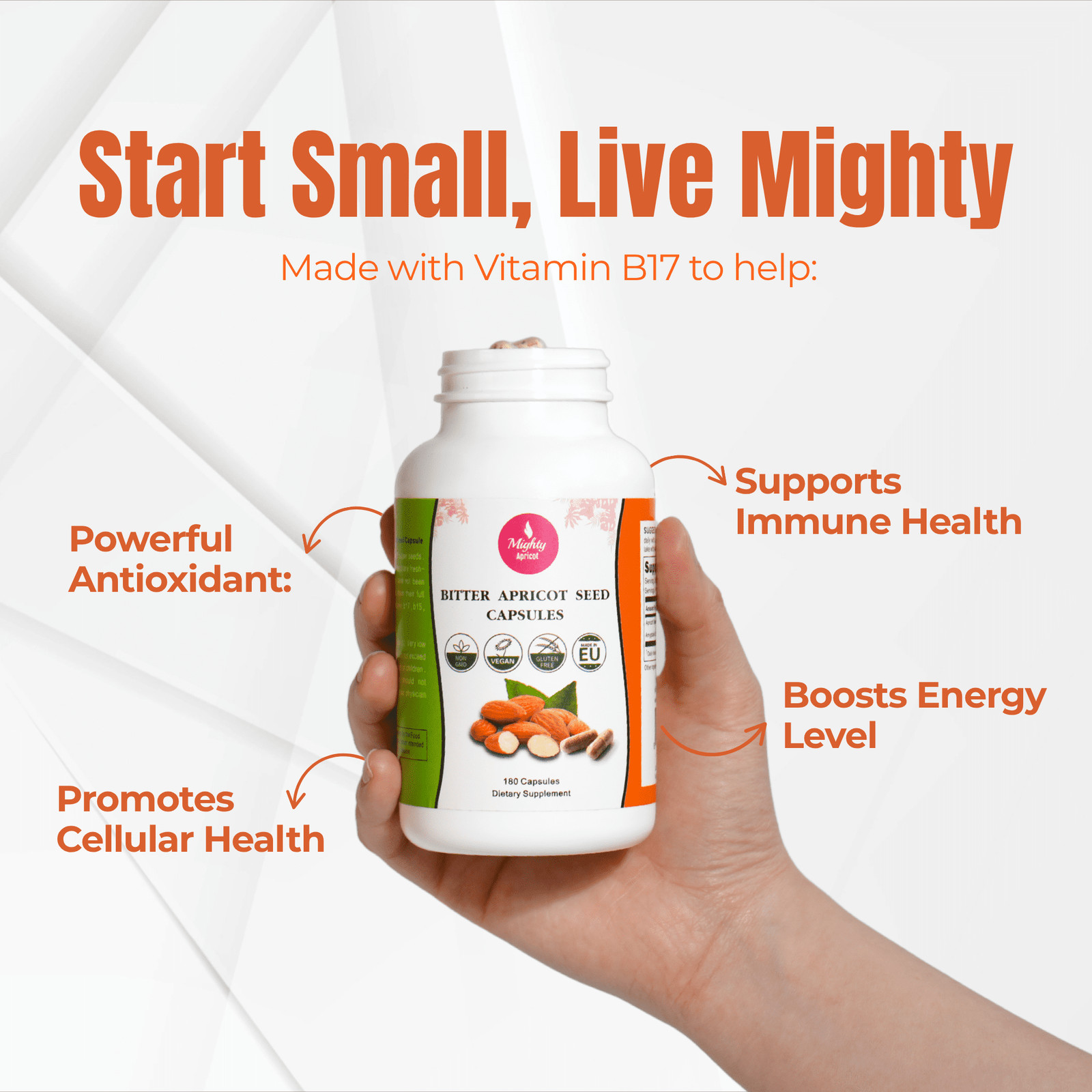 Mighty Apricot 10:1-500mg (180 Capsules), Apricot Powder