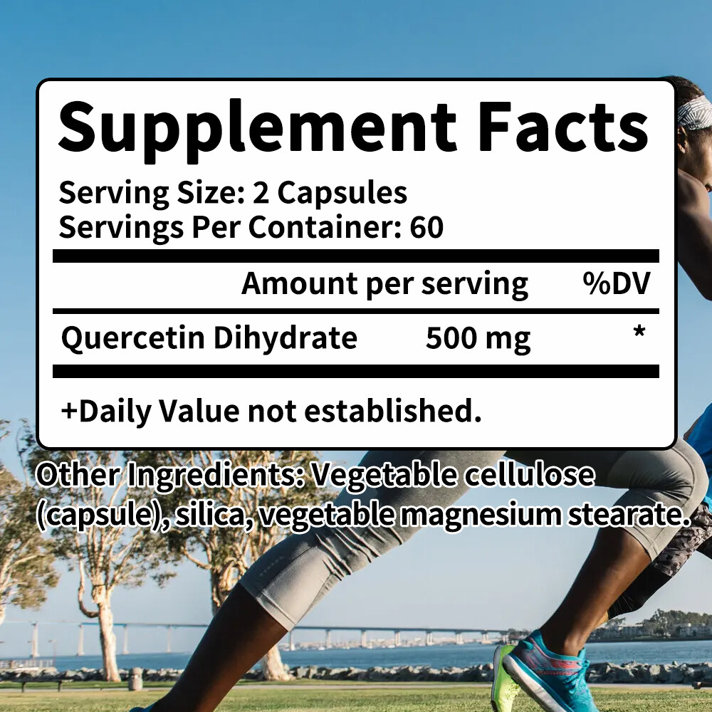 Quercetin 500 mg – Supports Cardiovascular Health, Non-GMO, Gluten Free, Vegan