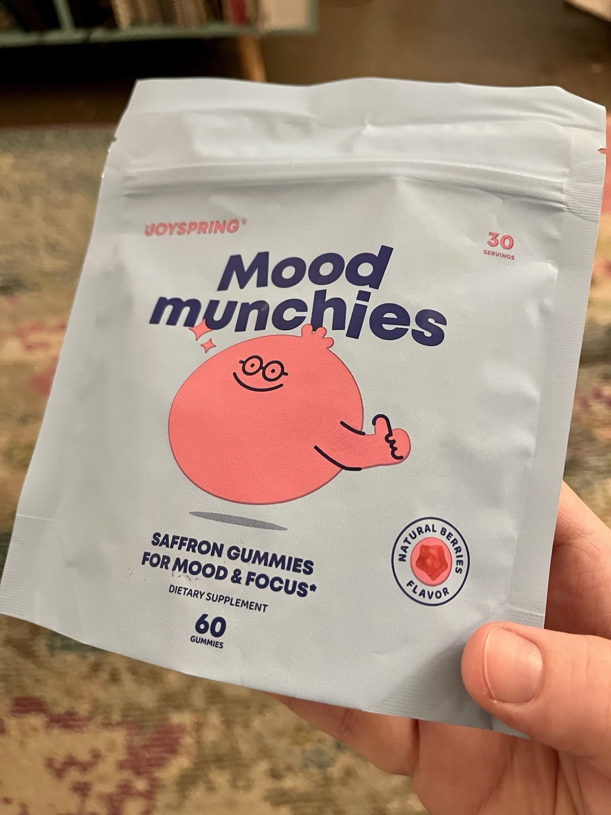 JoySpring Mood Munchies Saffron Gummies Mood Focus Natural Berries 60 Gummies
